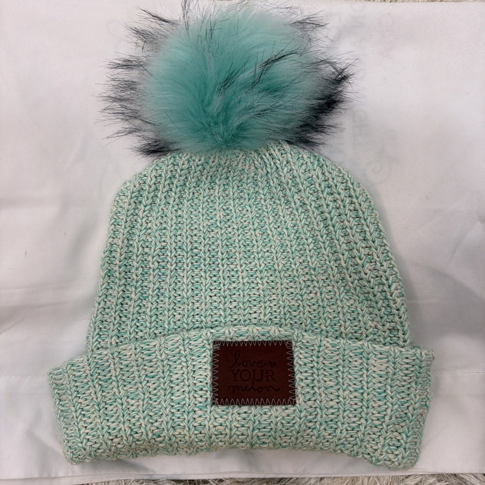 Love Your Melon Knit Pom Beanie Winter Hat With‎ Detachable Pom Mint Natural OS
